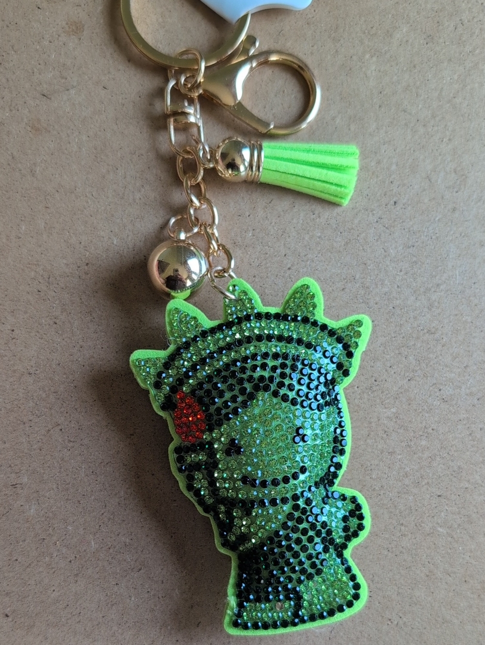 Green Rhinestone Statue of Liberty Keychain Bag Charm